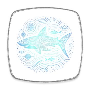 Shark Aboriginal Patterns Australia Shades Blue - Square fridge magnet - white - Front