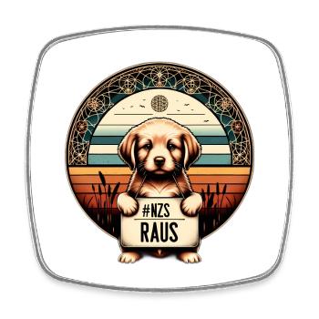 NZS raus, Gegen AFD, gegen Rechts - Viereckiger Kühlschrankmagnet - Weiß - Vorne