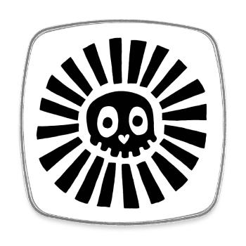 Black Sunny Skull - Square fridge magnet - white - Front