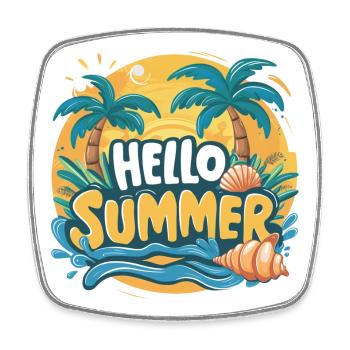 Schillernde Eleganz HELLO SUMMER - Viereckiger Kühlschrankmagnet - Weiß - Vorne