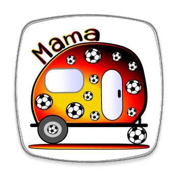 DEUTSCHLAND CAMPING - FUßBALL MAMA - Viereckiger Kühlschrankmagnet - Weiß - Vorne