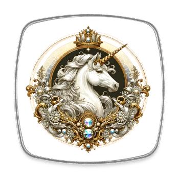 majestätisches Einhorn kunstvoll verziert - Viereckiger Kühlschrankmagnet - Weiß - Vorne