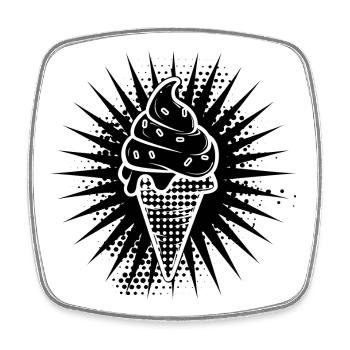 Cornet de crème glacée - Magnet carré - blanc - Devant
