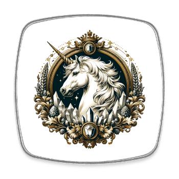 majestätisches Einhorn kunstvoll verziert - Viereckiger Kühlschrankmagnet - Weiß - Vorne