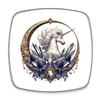 majestätisches Einhorn kunstvoll verziert - Viereckiger Kühlschrankmagnet - Weiß - Vorne