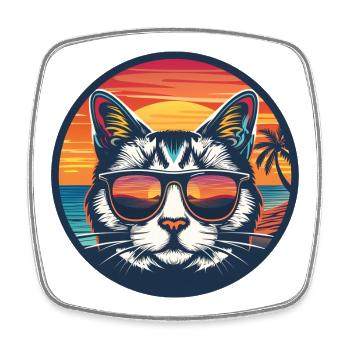 Sunrise cat - Magnet carré - blanc - Devant