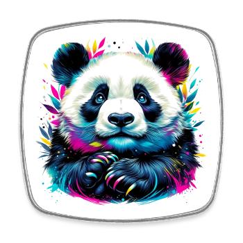 Panda - Viereckiger Kühlschrankmagnet - Weiß - Vorne