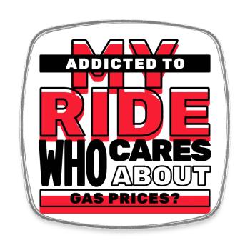 Gas Station Gasoline Refueling Statement Drive Electricity - Square fridge magnet - white - Front