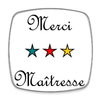 MERCI. MAÎTRESSE. MAÎTRE. MERCI MAÎTRESSE - Magnet carré - blanc - Devant
