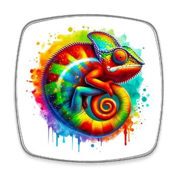 Chameleon - Square fridge magnet - white - Front