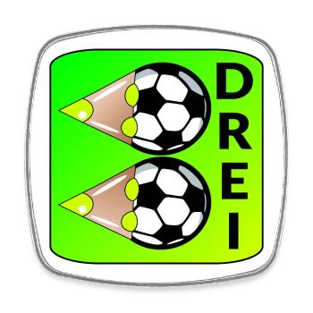 3. Kindergeburtstag - ZAHL 3 - DREI FUßBALL - Viereckiger Kühlschrankmagnet - Weiß - Vorne