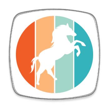 Pferd retro Farben Galopp Tiere Natur Illustration - Viereckiger Kühlschrankmagnet - Weiß - Vorne