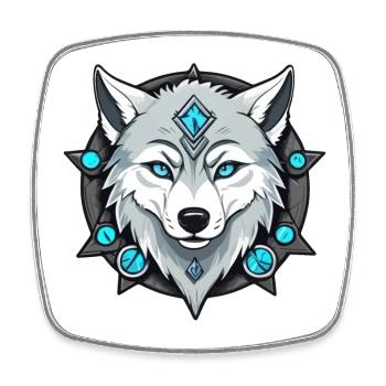 Loup de glace - Magnet carré - blanc - Devant