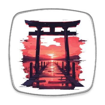 Paysage Japonnais - Magnet carré - blanc - Devant