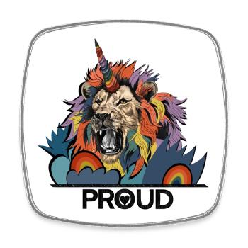 LGBTQIA Lion Unicorn Pride - Square fridge magnet - white - Front