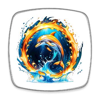 Ein faszinierendes Zusammenspiel von Feuer und Wasser. - Viereckiger Kühlschrankmagnet - Weiß - Vorne