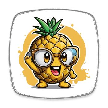 Kleine Ananas - Viereckiger Kühlschrankmagnet - Weiß - Vorne