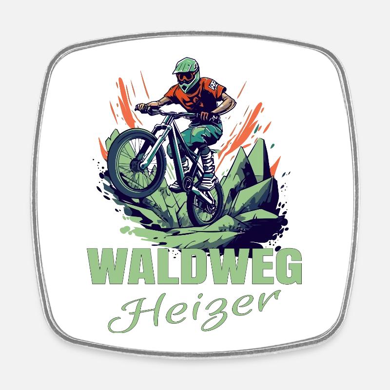 MTB: Waldweg Heizer - Viereckiger Kühlschrankmagnet - Weiß