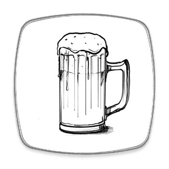 Drawn glass of beer - Square fridge magnet - white - Front