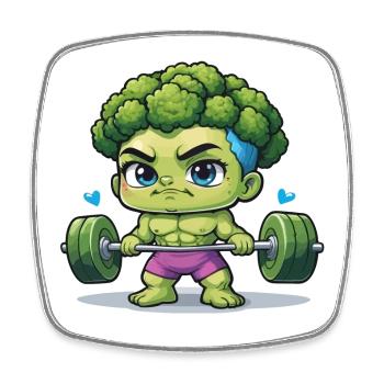 Broccoli for weightlifting - Square fridge magnet - white - Front
