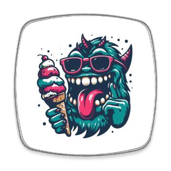 monster Usedom T-Shirt – Ostsee Streetwear Design - Viereckiger Kühlschrankmagnet - Weiß - Vorne