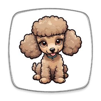 Caniche mignon en beige - Magnet carré - blanc - Devant