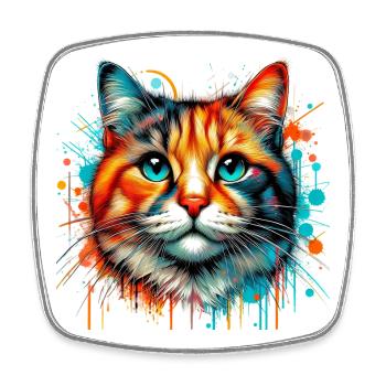 Cat - Square fridge magnet - white - Front