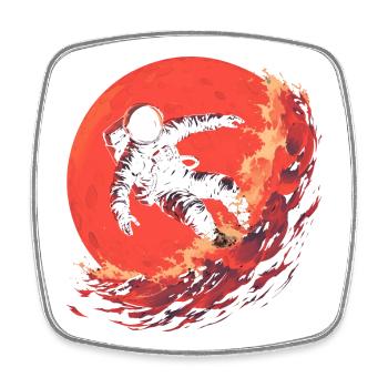 Astronaut Surfer - Square fridge magnet - white - Front
