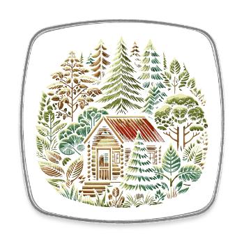 naturverbunden Leben mit einem Tiny House im Wald - Viereckiger Kühlschrankmagnet - Weiß - Vorne