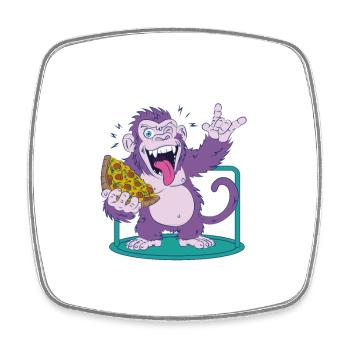 Pizza: Monkey makes it better! - Square fridge magnet - white - Front