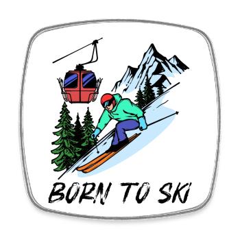 Skier Statement Winter Sports Ski Jumping Mountain - Square fridge magnet - white - Front