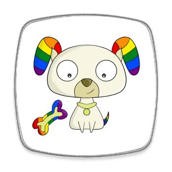 Regenbogen-Welpe - Viereckiger Kühlschrankmagnet - Weiß - Vorne