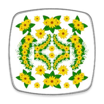 Sonnenblume Blüte blühende Sonnenblumen floral - Viereckiger Kühlschrankmagnet - Weiß - Vorne