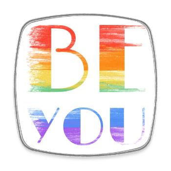 Be You Rainbow Brush Art - Square fridge magnet - white - Front