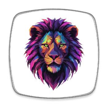 Lion Lion Head Geometric Geometry Colorful Gift - Square fridge magnet - white - Front