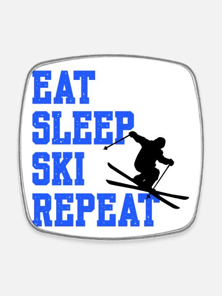 Ski Snowboard Sports d’hiver Hiver - Magnet carré - blanc