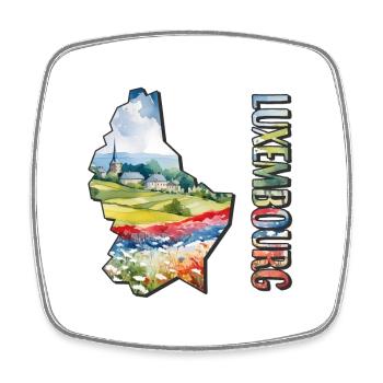 Aquarell Landkarte Luxemburg - Viereckiger Kühlschrankmagnet - Weiß - Vorne