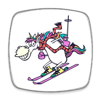 Winter season Winter sports Ice hockey Skiers - Square fridge magnet - white - Front