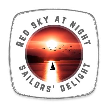 Le ciel rouge la nuit est délicieux pour les marins - Magnet carré - blanc - Devant
