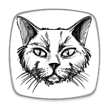 Chat - Magnet carré - blanc - Devant