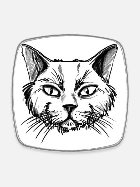 Katze - Viereckiger Kühlschrankmagnet - Weiß