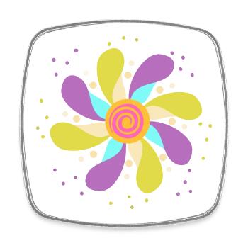 Fleur Psychédélique Colorée - Magnet carré - blanc - Devant