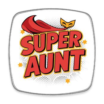 Super Tante - Héroïne de tous les jours en rouge - Magnet carré - blanc - Devant