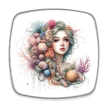 Fantastic, Mermaid, Artwork, Colorful, - Square fridge magnet - white - Front