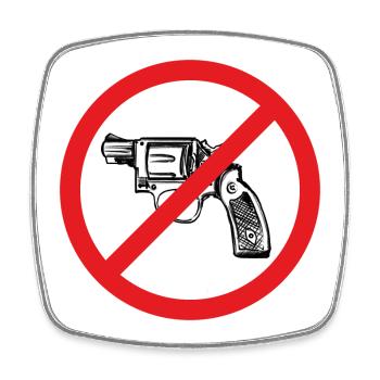Stop War / Revolver verboten! - Viereckiger Kühlschrankmagnet - Weiß - Vorne