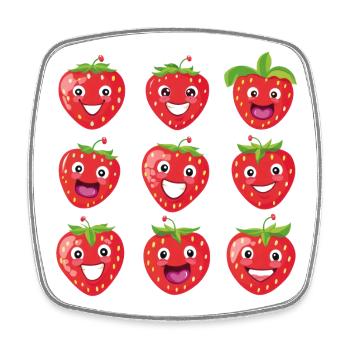 Erdbeere, Sommer, Frucht - Viereckiger Kühlschrankmagnet - Weiß - Vorne
