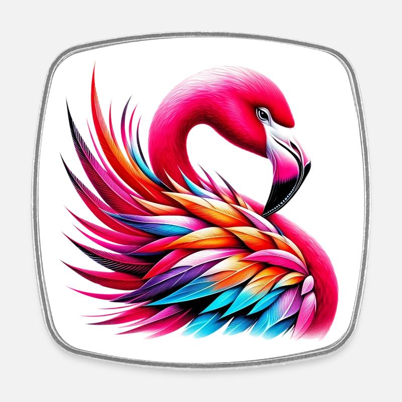 Flamingo - Viereckiger Kühlschrankmagnet - Weiß