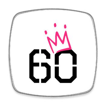 60. Geburtstag Geschenk - 60 Jahre mit Krone - Viereckiger Kühlschrankmagnet - Weiß - Vorne