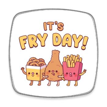 Cute Onion Rings Fried Chicken Fries Its Fry Day - Square fridge magnet - white - Front