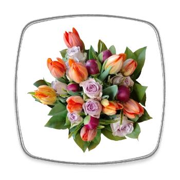 Bouquet de fleurs – Rêves pastel - Magnet carré - blanc - Devant